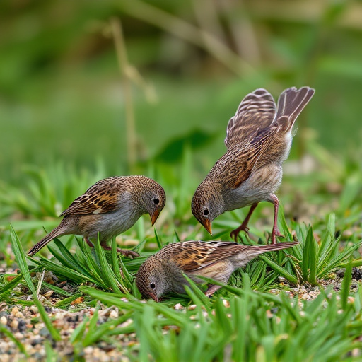 Dunnocks feeding on scattered seed mix