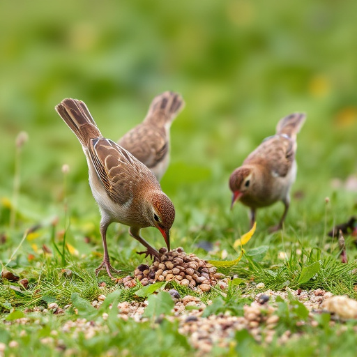 Dunnocks feeding on scattered seed mix