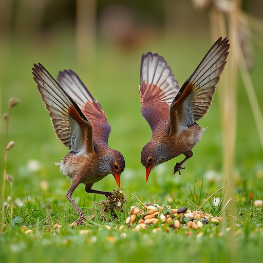 Dunnocks feeding on scattered seed mix