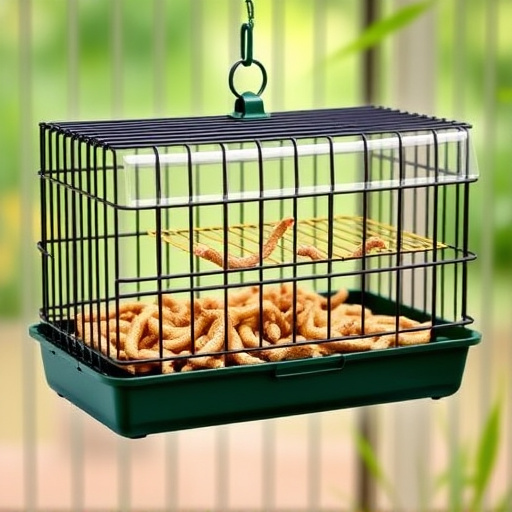Durable cage feeder holding mealworms