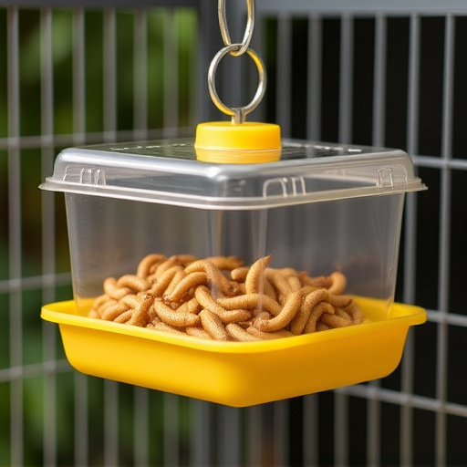 Durable cage feeder holding mealworms