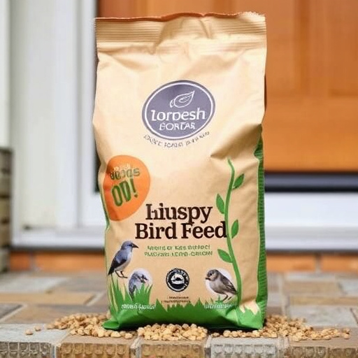 Eco-packaged bird feed on doorstep