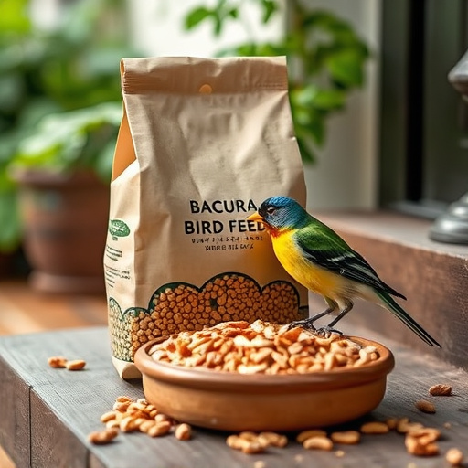 Eco-packaged bird feed on doorstep