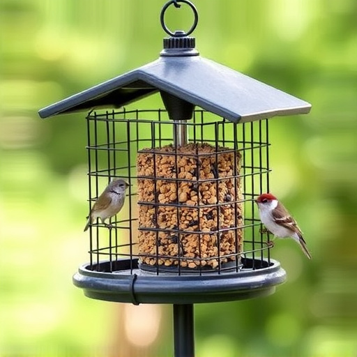 Elevated bird feeder with rat guard