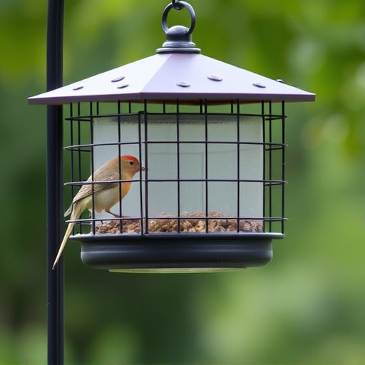 Elevated bird feeder with rat guard