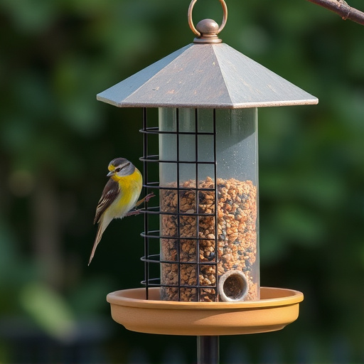 Elevated bird feeder with rat guard