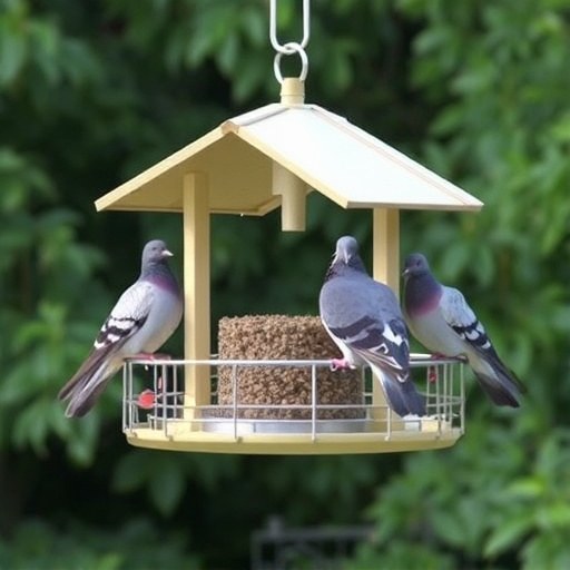 Elevated feeder with pigeon deterrent baffle