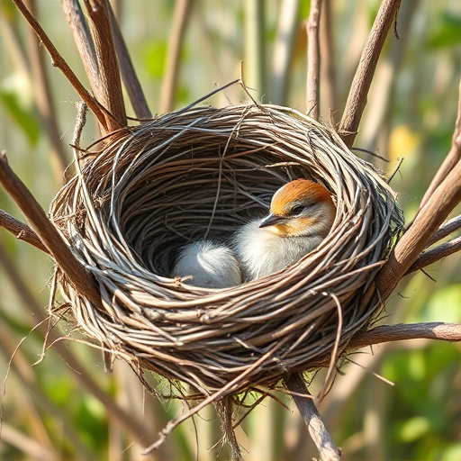 Empty bird nest in late summer