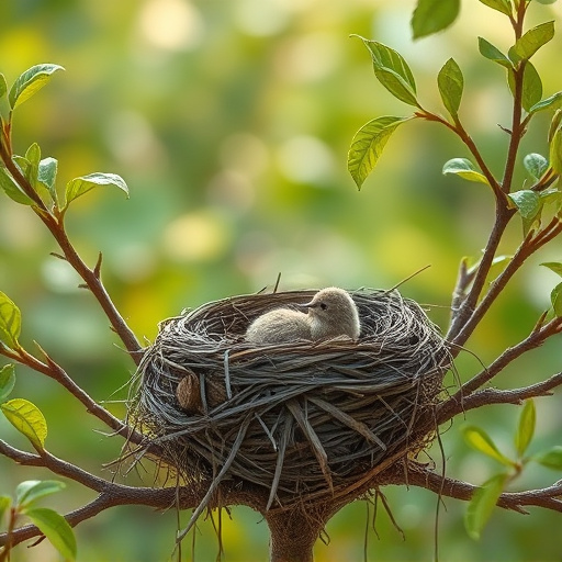 Empty bird nest in late summer