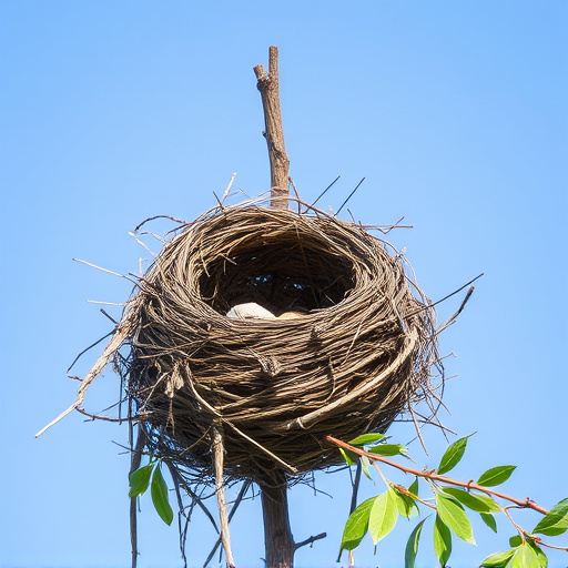 Empty bird nest in late summer