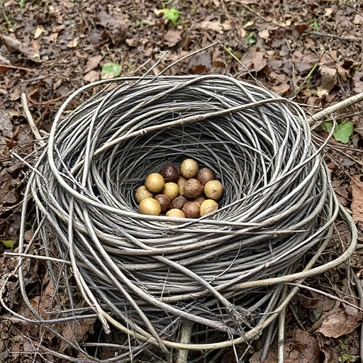 Fallen twigs from disused bird nest