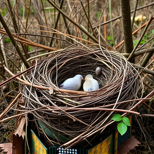 Fallen twigs from disused bird nest