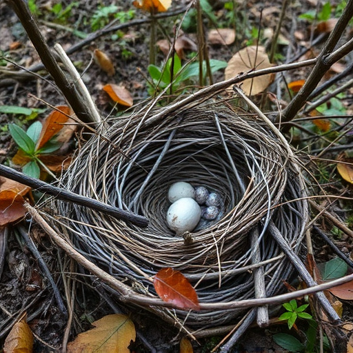 Fallen twigs from disused bird nest