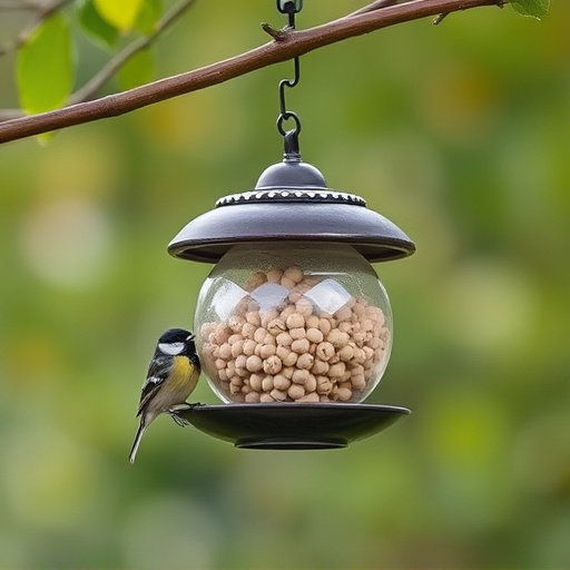 Fat ball bird feeder hanging from branch