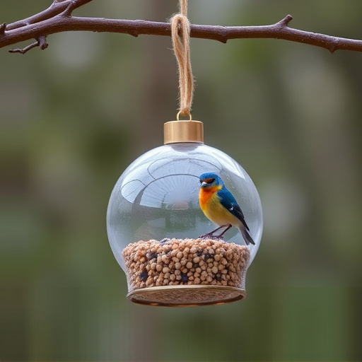Fat ball bird feeder hanging from branch
