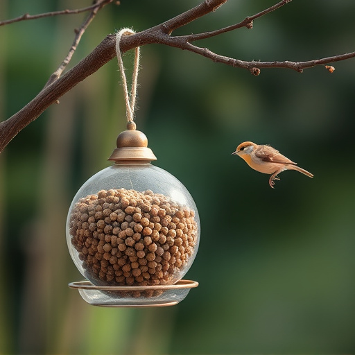 Fat ball bird feeder hanging from branch