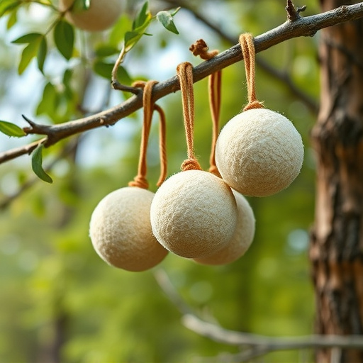 Fat balls hanging from tree branch