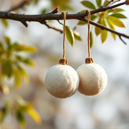 Fat balls hanging from tree branch