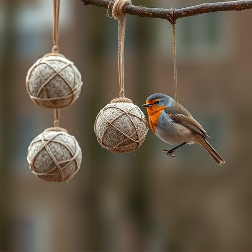 Fat balls hanging near robin perch