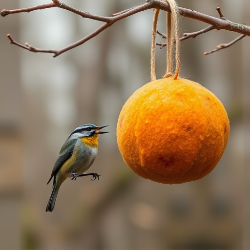 Fat balls hanging near robin perch