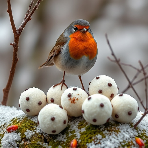 Fat balls placed near robin perch