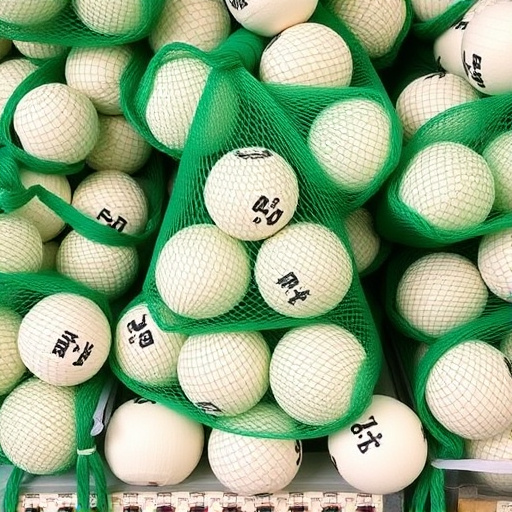 Fat balls stacked in green mesh bags