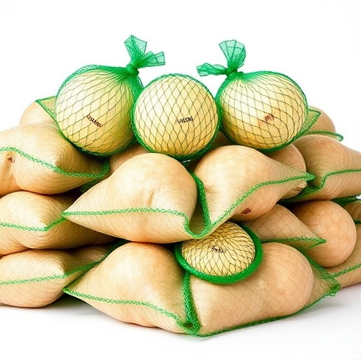 Fat balls stacked in green mesh bags