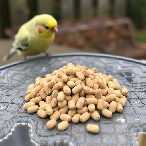 Fat pellets placed on bird table