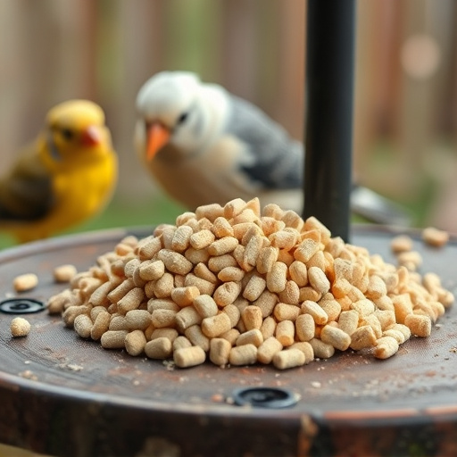 Fat pellets placed on bird table