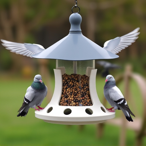 Feeder design deterring pigeons effectively