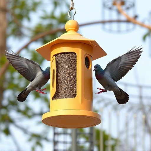 Feeder design deterring pigeons effectively