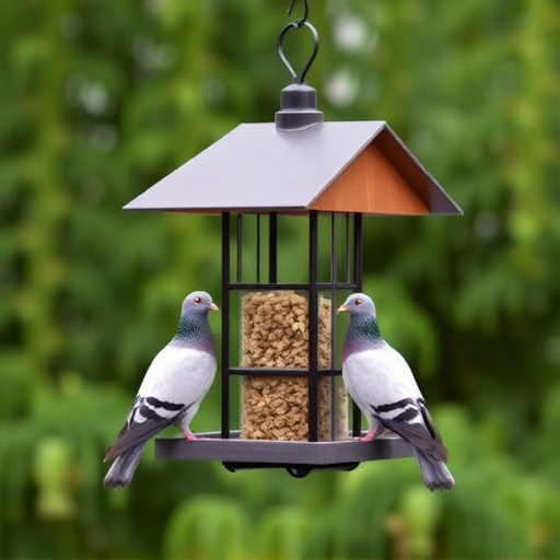Feeder design deterring pigeons effectively