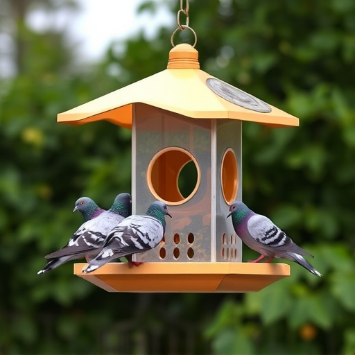 Feeder design deterring pigeons effectively