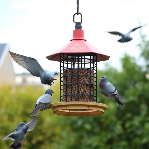 Feeder design deterring pigeons effectively