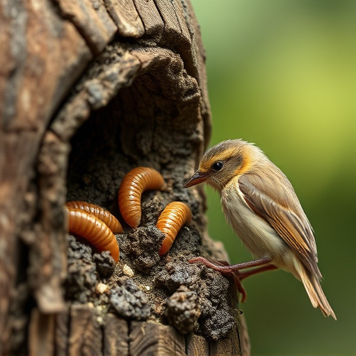 Feeding soft mealworms to fledgling