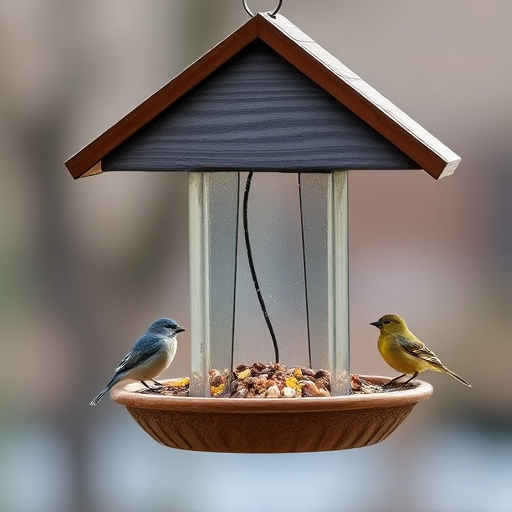 Feeding station with small bird silhouettes