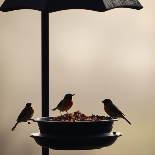 Feeding station with small bird silhouettes
