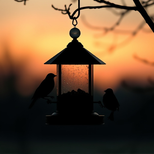Feeding station with small bird silhouettes