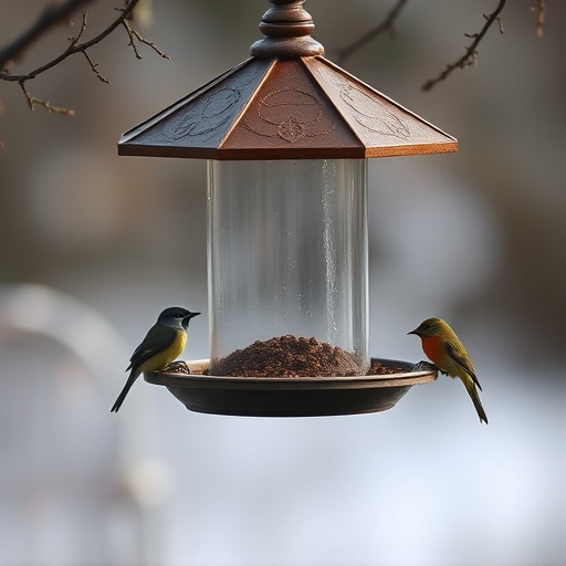 Feeding station with small bird silhouettes