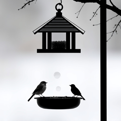 Feeding station with small bird silhouettes