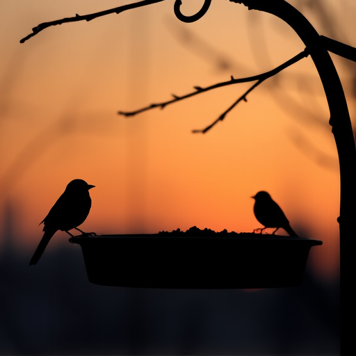 Feeding station with small bird silhouettes