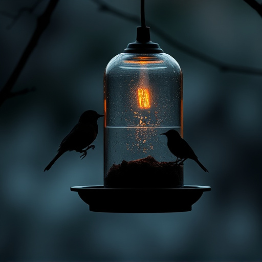 Feeding station with small bird silhouettes