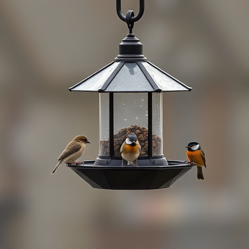 Feeding station with small bird silhouettes