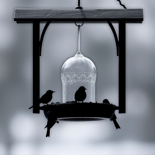 Feeding station with small bird silhouettes