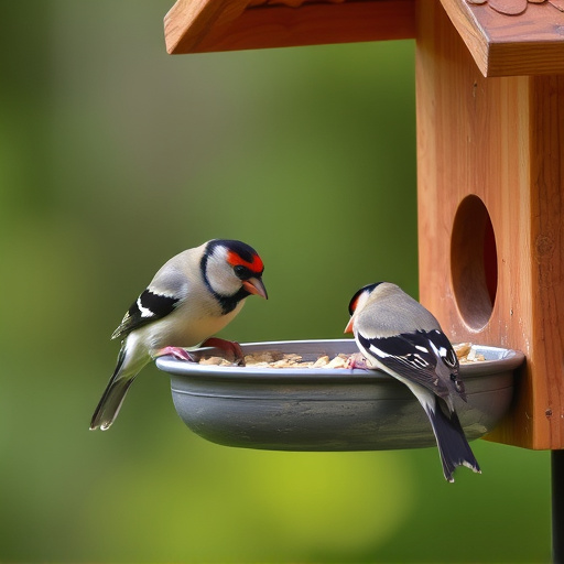 Finches eating from hanging bird table