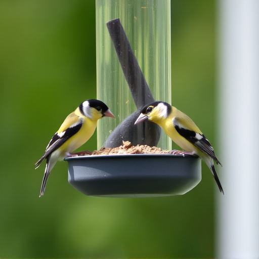 Finches eating from hanging bird table