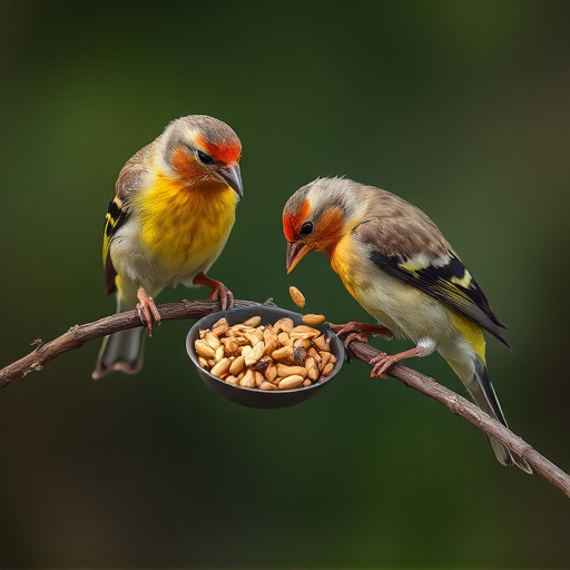 Finches eating niger seed mix