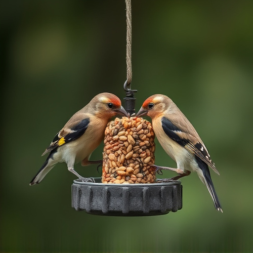 Finches eating niger seed mix