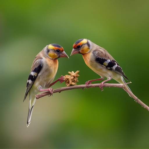 Finches eating niger seed mix