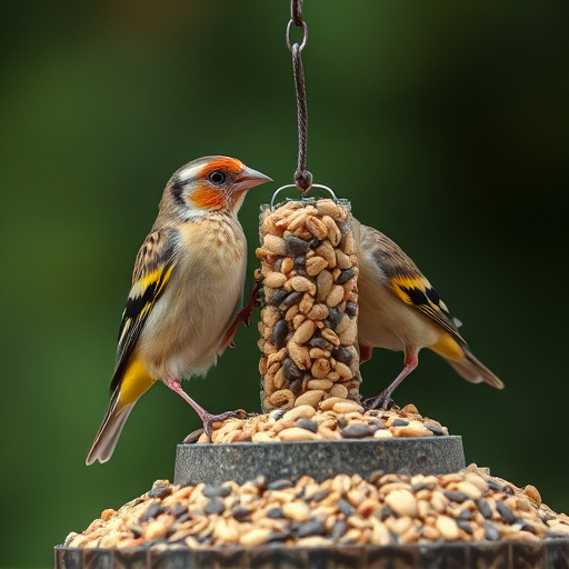 Finches eating niger seed mix